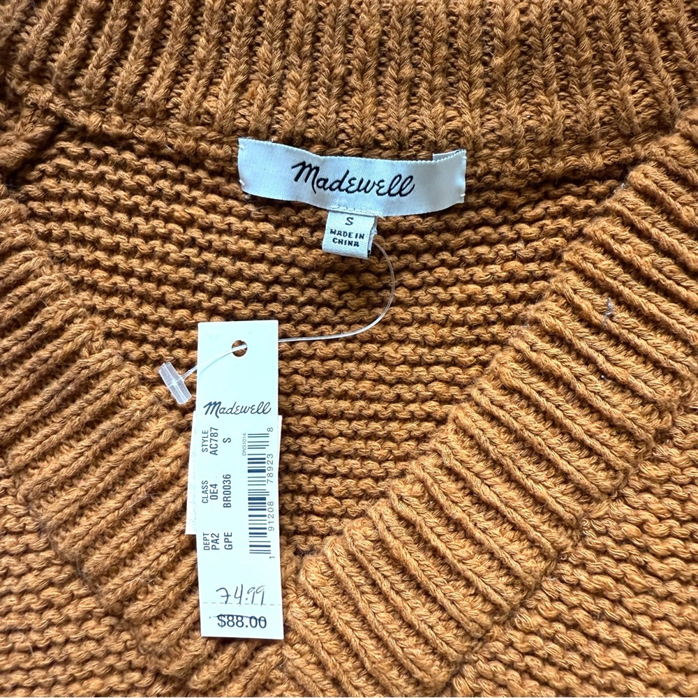 NWT Madewell Small Hemlock V-Neck Pullover Sweater in Golden Pecan - Picture 2 of 9